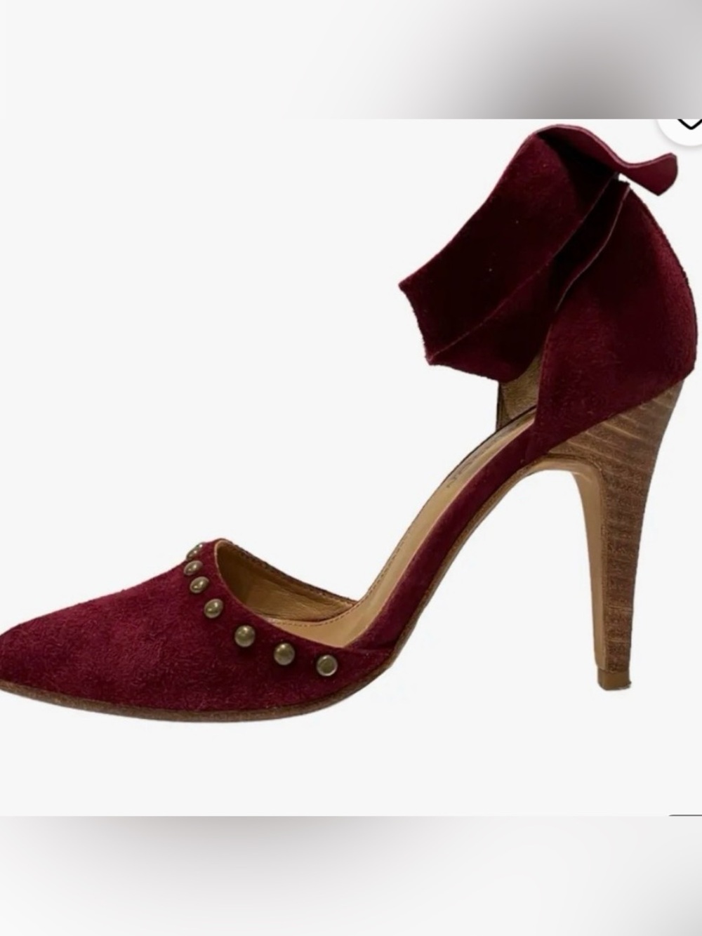 Ulla Johnson Sienna Heel Studded Wrap D’oresey in Bordeaux / Oxblood. Sz 36